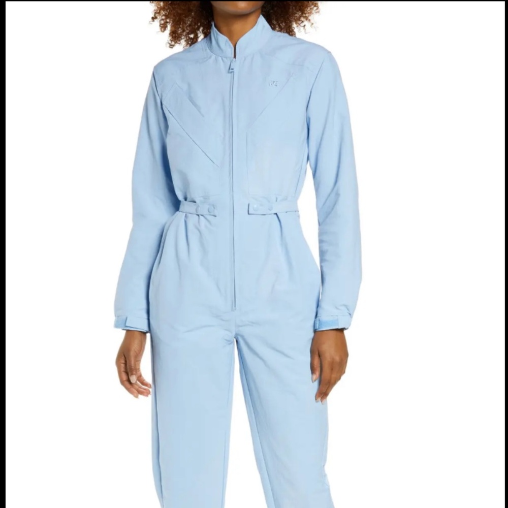 Melody Ehsani Bessie Nylon Jumpsuit - Size Small in Cerulean Blue
